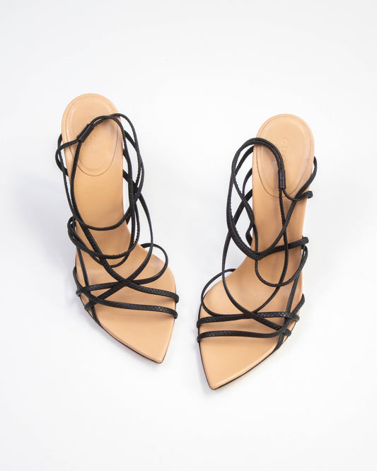Vintage S/S 2003 Gucci Black Strappy Pointed Toe Heels / 36 (US 6)