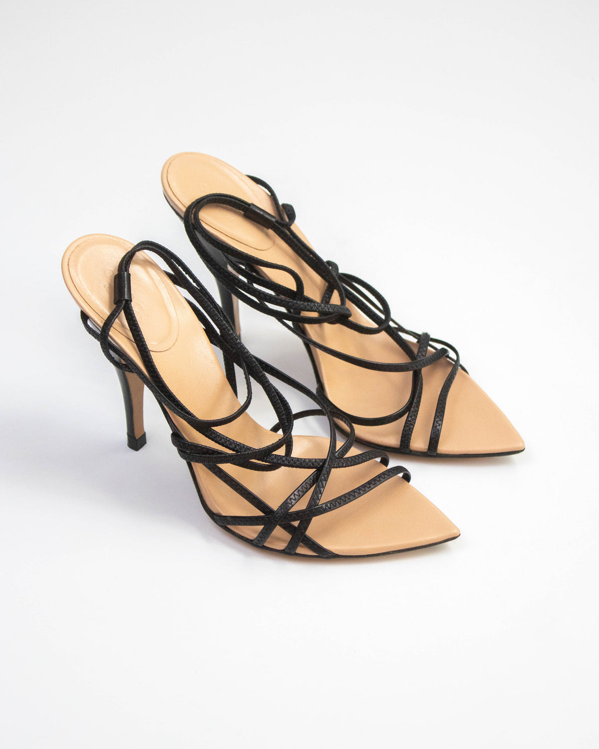 Vintage S/S 2003 Gucci Black Strappy Pointed Toe Heels / 36 (US 6)