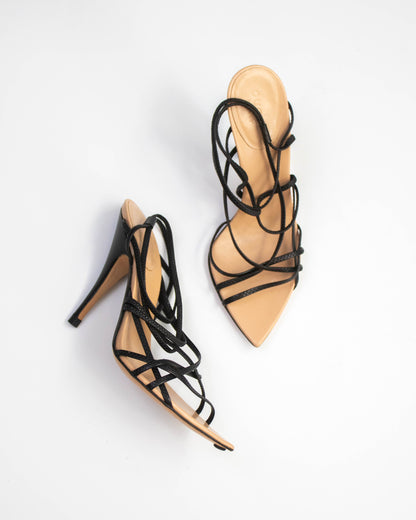 Vintage S/S 2003 Gucci Black Strappy Pointed Toe Heels / 36 (US 6)