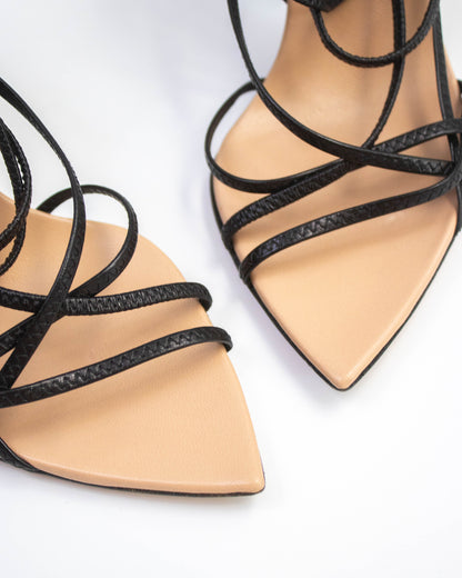 Vintage S/S 2003 Gucci Black Strappy Pointed Toe Heels / 36 (US 6)