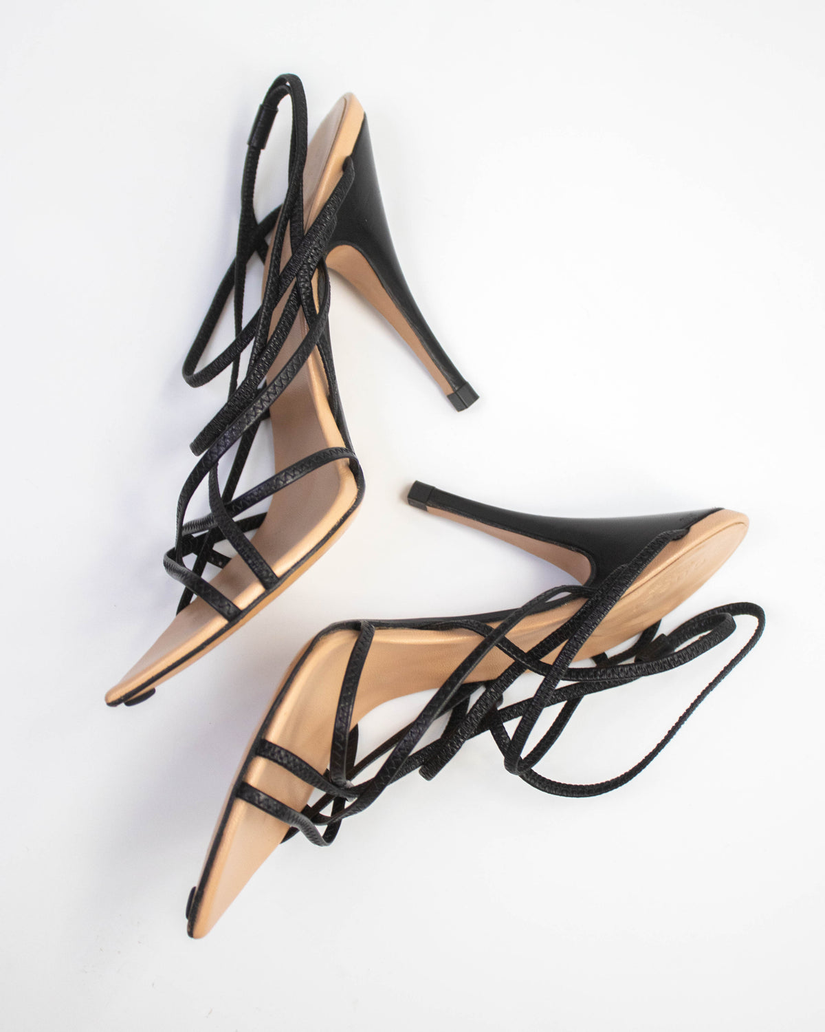 Vintage S/S 2003 Gucci Black Strappy Pointed Toe Heels / 36 (US 6)