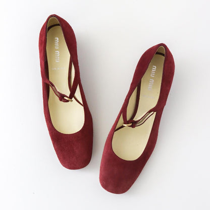 Vintage S/S 2005 Miu Miu Prada Red Suede Mary Jane Heels / 35 (36)
