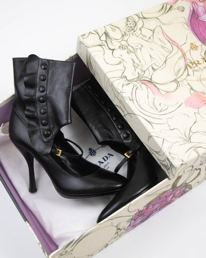 Vintage S/S 2008 Prada Fairy Collection Black Ankle Boots / 40 (US 10)