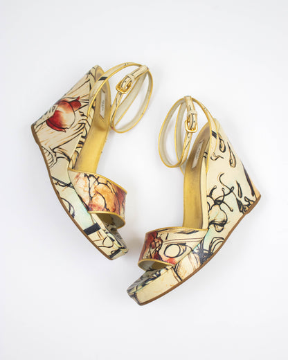 Vintage S/S 2008 Prada Fairy Collection Cervo Lux Wedge Heels / 38 (US 8)