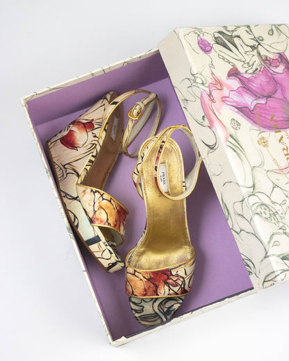 Vintage S/S 2008 Prada Fairy Collection Cervo Lux Wedge Heels / 38 (US 8)