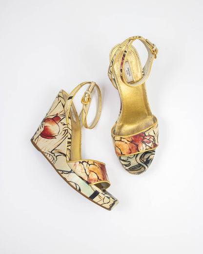 Vintage S/S 2008 Prada Fairy Collection Cervo Lux Wedge Heels / 38 (US 8)