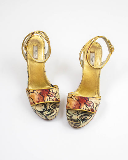 Vintage S/S 2008 Prada Fairy Collection Cervo Lux Wedge Heels / 38 (US 8)