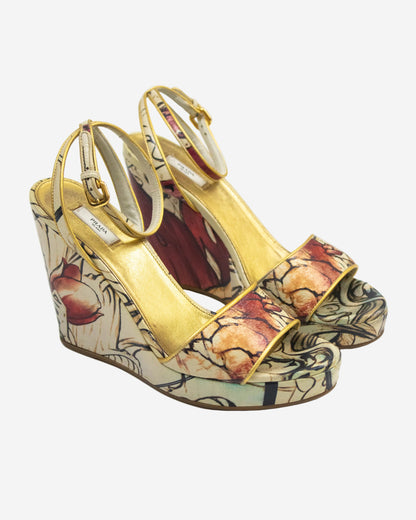 Vintage S/S 2008 Prada Fairy Collection Cervo Lux Wedge Heels / 38 (US 8)