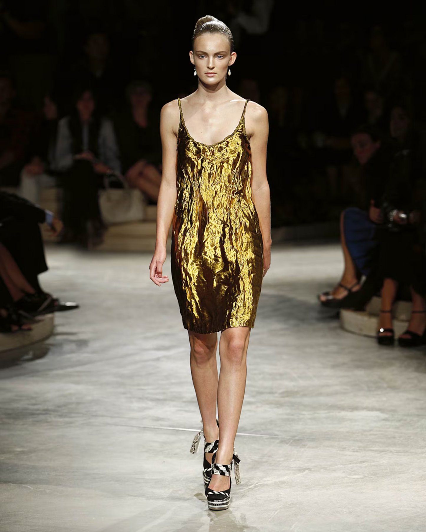 Vintage S/S 2009 Prada Gold Metal Runway Dress / IT 40 (S)