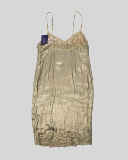 Vintage S/S 2011 Ralph Lauren Collection Silk Metal Blend Beaded Runway Dress / 4 (XS)