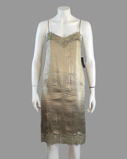 Vintage S/S 2011 Ralph Lauren Collection Silk Metal Blend Beaded Runway Dress / 4 (XS)
