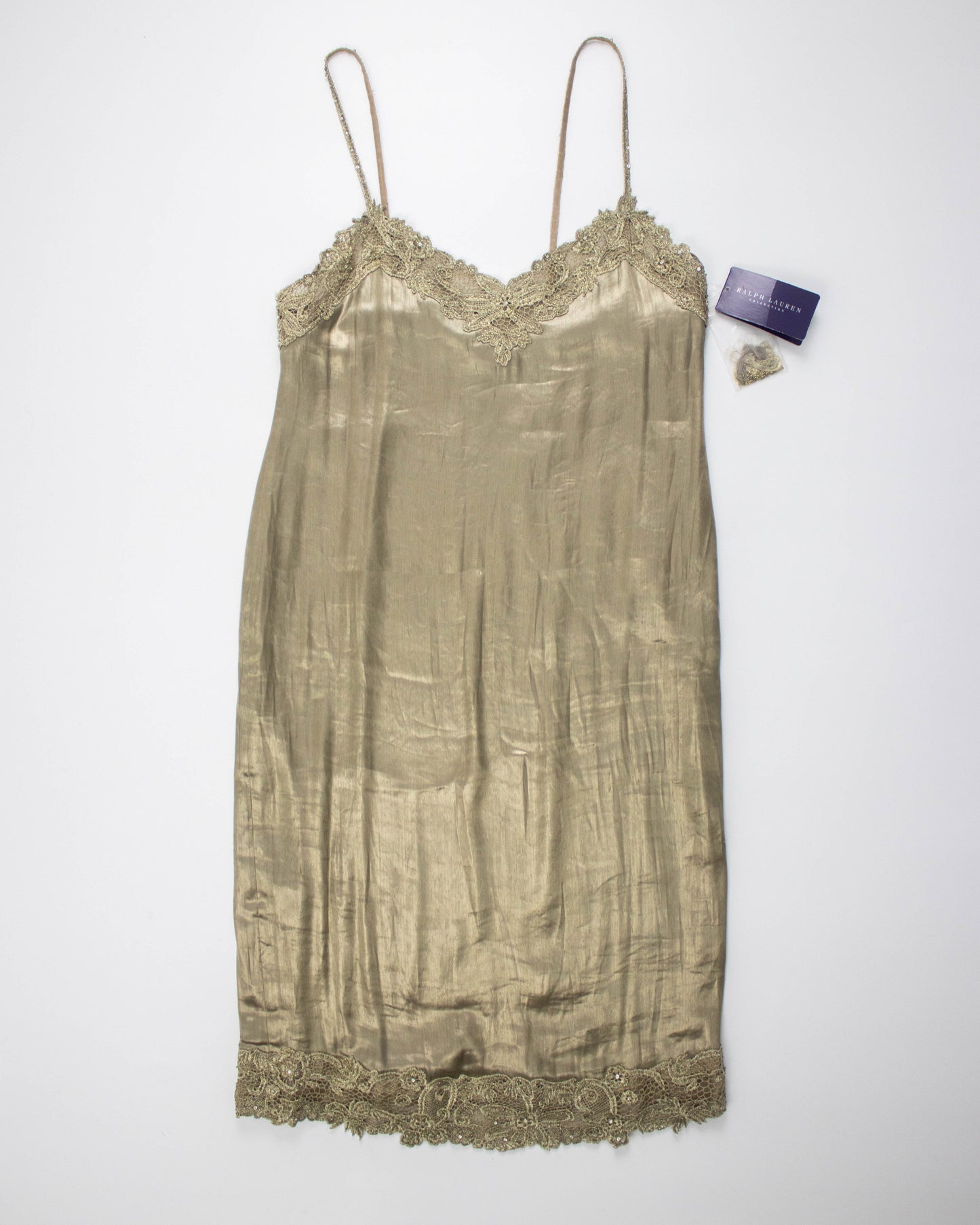 Vintage S/S 2011 Ralph Lauren Collection Silk Metal Blend Beaded Runway Dress / 4 (XS)