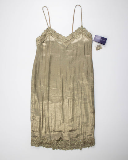 Vintage S/S 2011 Ralph Lauren Collection Silk Metal Blend Beaded Runway Dress / 4 (XS)