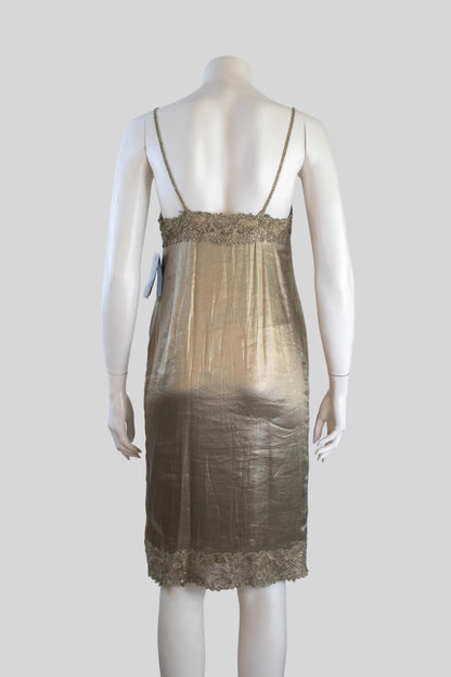 Vintage S/S 2011 Ralph Lauren Collection Silk Metal Blend Beaded Runway Dress / 4 (XS)