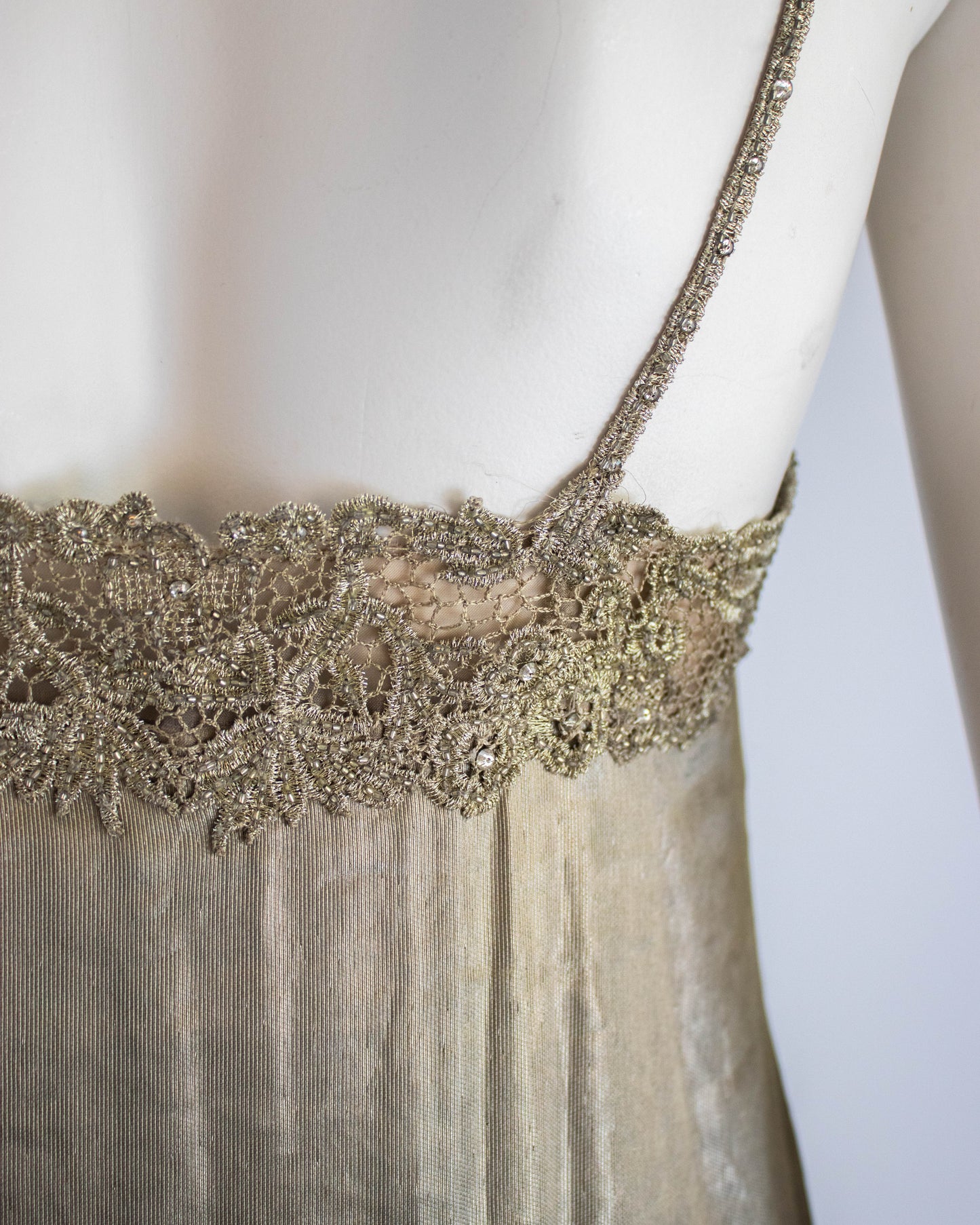 Vintage S/S 2011 Ralph Lauren Collection Silk Metal Blend Beaded Runway Dress / 4 (XS)