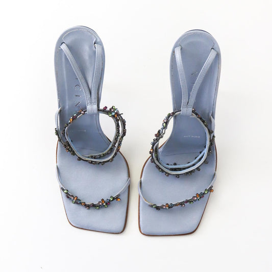 Vintage Vicini Giuseppe Zanotti Baby Blue Square Toe Crystal Bejeweled Heels / 38.5 (US 8.5)