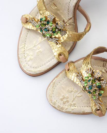 Vintage Vicini Giuseppe Zanotti Bejeweled Turtle Mule Heels / 35 (US 5)