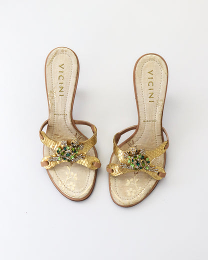 Vintage Vicini Giuseppe Zanotti Bejeweled Turtle Mule Heels / 35 (US 5)
