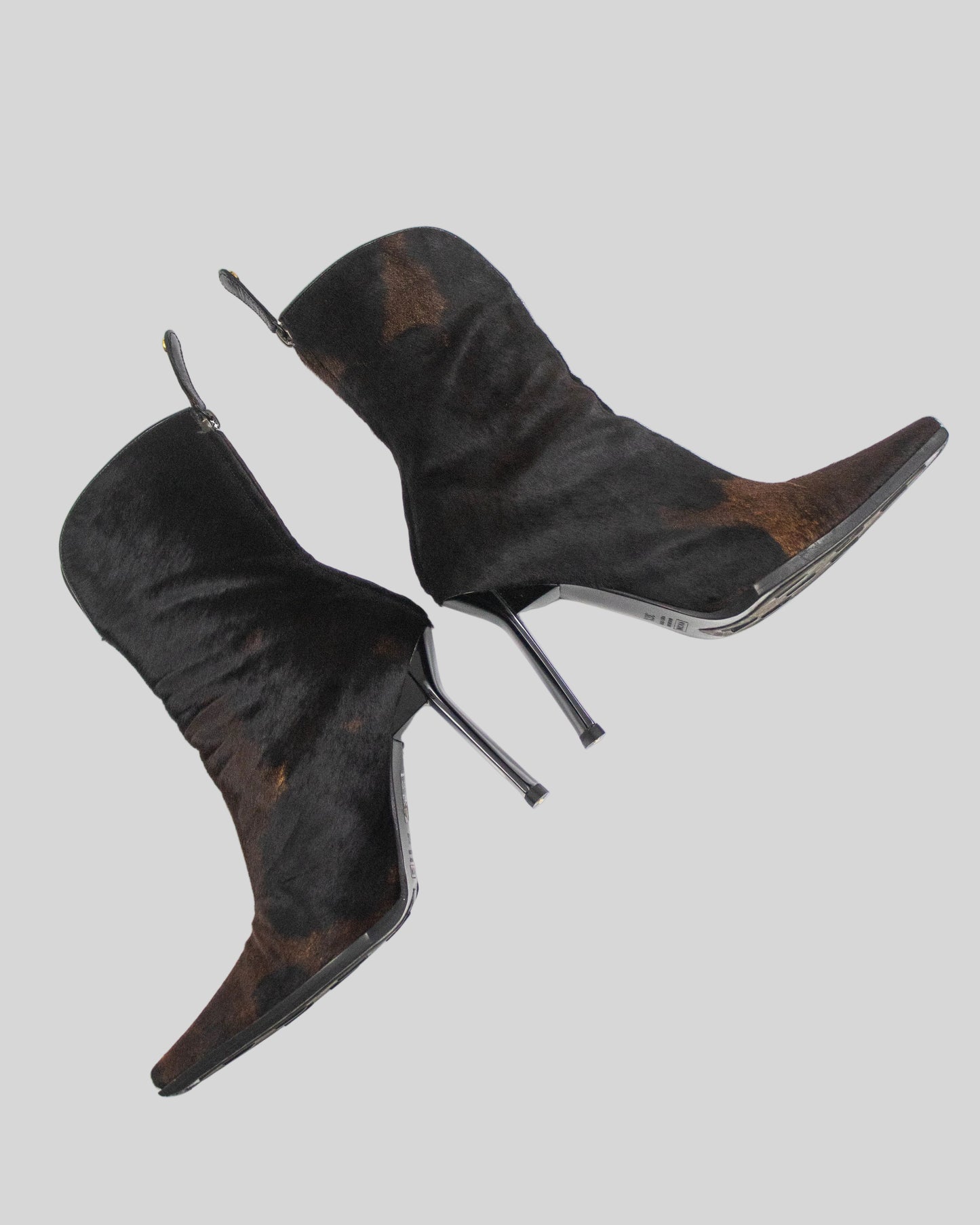 Vintage Vicini Giuseppe Zanotti Cow Print Ponyhair Ankle Boots / 36.5 (US 6.5)