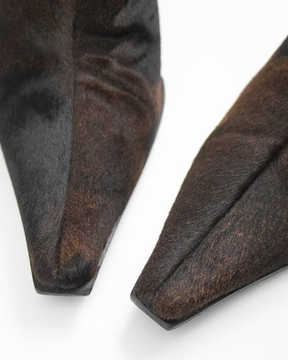 Vintage Vicini Giuseppe Zanotti Cow Print Ponyhair Ankle Boots / 36.5 (US 6.5)