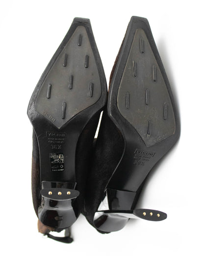 Vintage Vicini Giuseppe Zanotti Cow Print Ponyhair Ankle Boots / 36.5 (US 6.5)