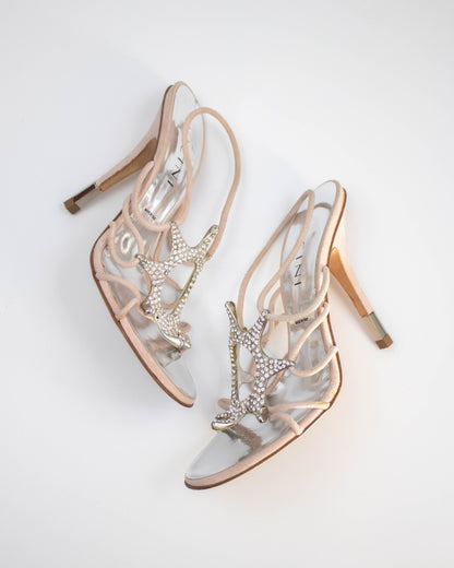 Vintage Vicini Giuseppe Zanotti Crystal Sun Charm Heels / 37.5 (US 7.5)