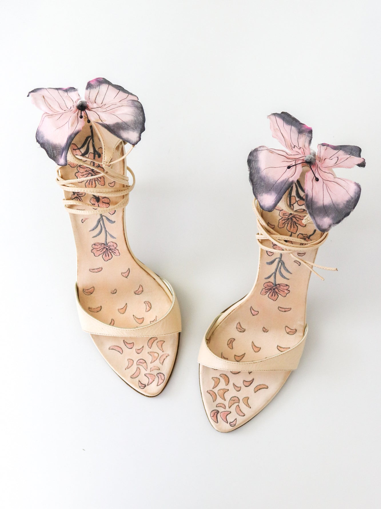 Vintage Vicini Giuseppe Zanotti Leather Lace Up Butterfly Sandals / 38 (US 8)