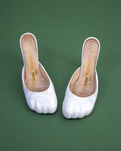 Vintage Vivienne Westwood White Animal Toe Mule Heels / 39 (US 9)