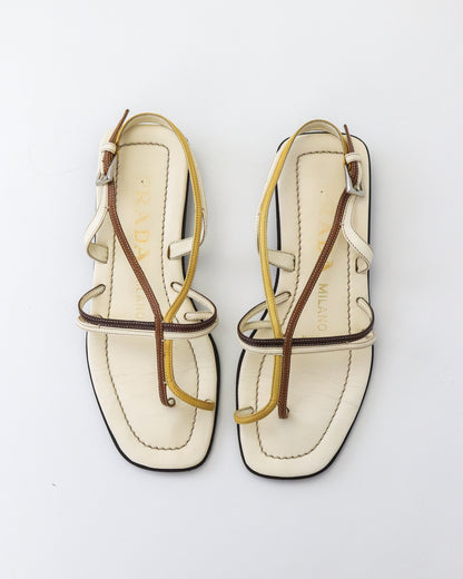 Vintage Prada Leather Flat Sandals Carolyn Bessette Kennedy / 34.5 (US 4.5)