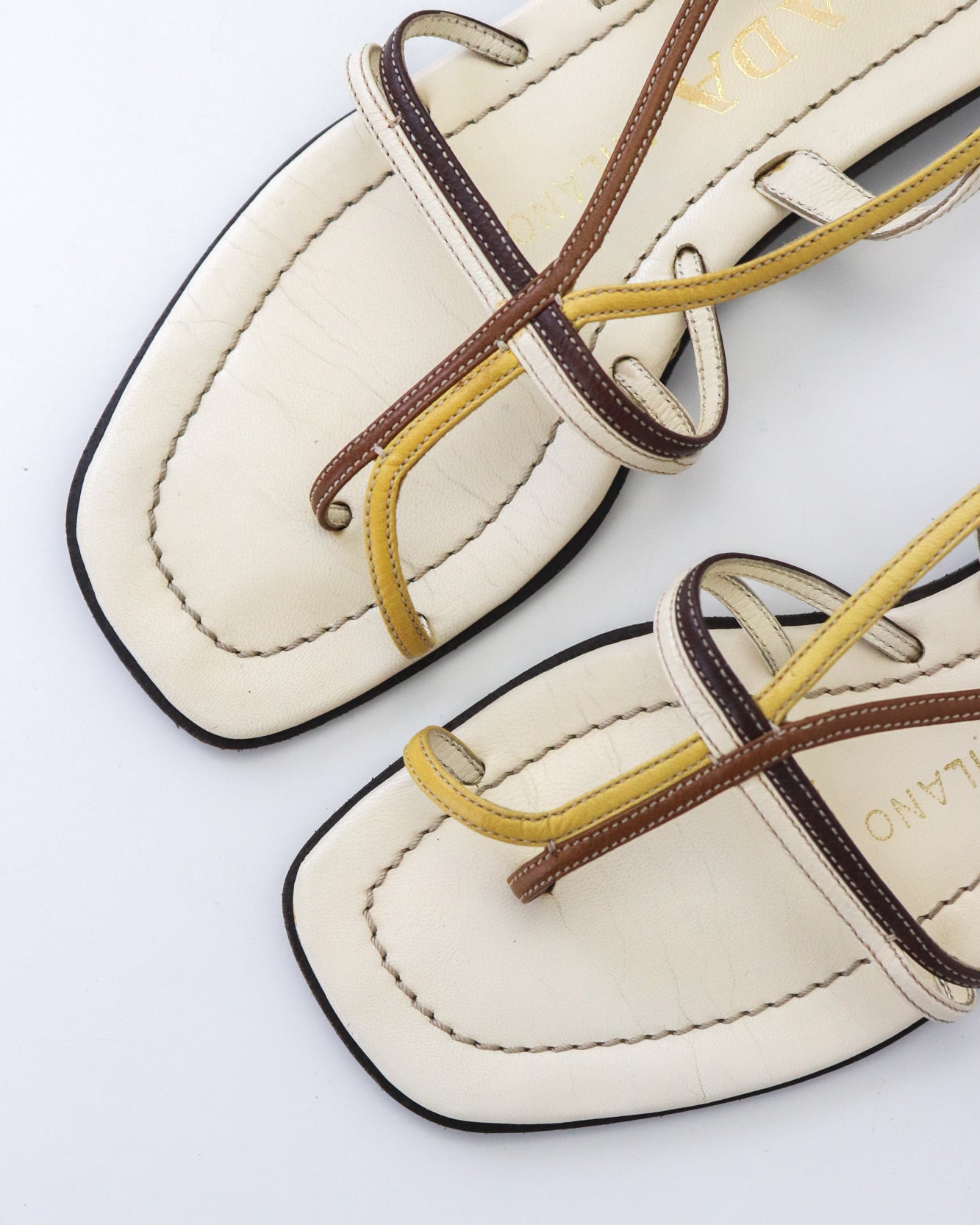 age Prada Leather Flat Sandals As seen on Carolyn Bessette Kennedy