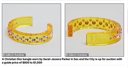 Vintage Christian Dior Galliano Era Yellow Lucite Pink Swarovski Crystal Bracelet As seen in Sex And The City