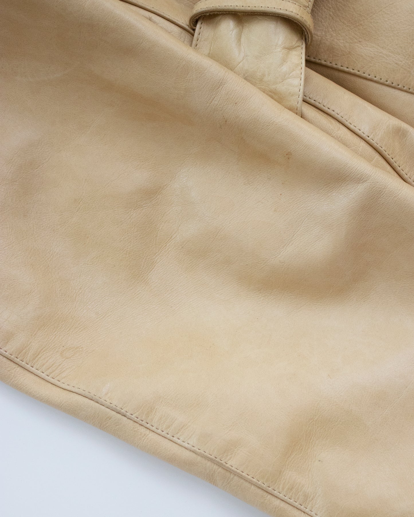 Vintage F/W 1999 Calvin Klein Collection Tan Leather Trench Coat / XS-S