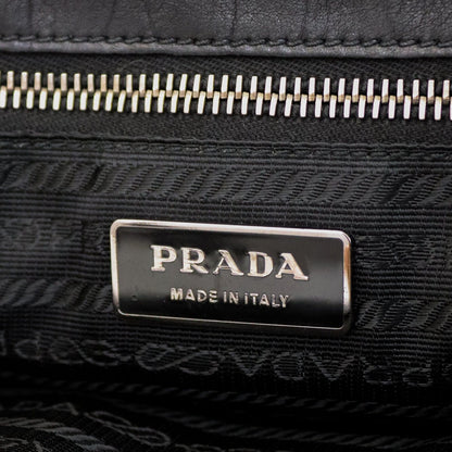 Vintage 2000 PRADA Nylon Reptile Leather Croc Trim Black Flap Bag