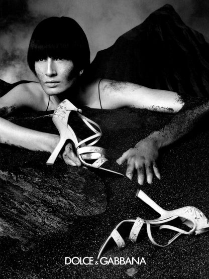 Vintage S/S 1998 Dolce&Gabbana Black Satin Embroidered Heels / 36 (US 6)