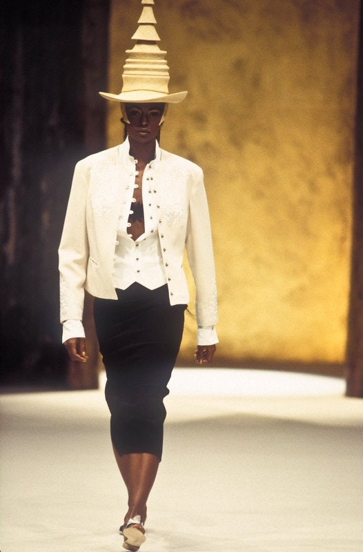 Vintage S/S 1993 Rifat Ozbek Embroidered Blouse Runway Top / IT 42 (S)