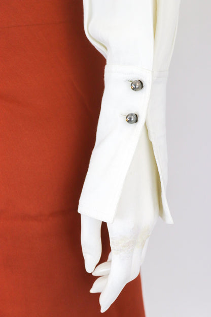 Vintage S/S 1993 Rifat Ozbek Embroidered Blouse Runway Top / IT 42 (S)