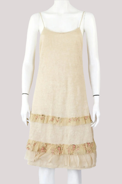 Vintage S/S 2003 Ralph Lauren Collection Purple Label Silk Cashmere Dress Floral Wallpaper Print / S-M