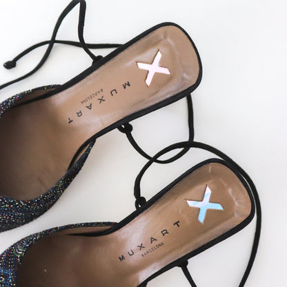 Vintage Muxart Barcelona Pointed Toe Mules Lace Up Kitten Heels / 37 (US 7)