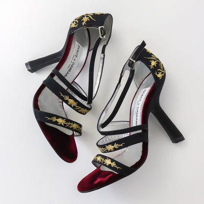 Vintage S/S 1998 Dolce&Gabbana Black Satin Embroidered Heels / 36 (US 6)