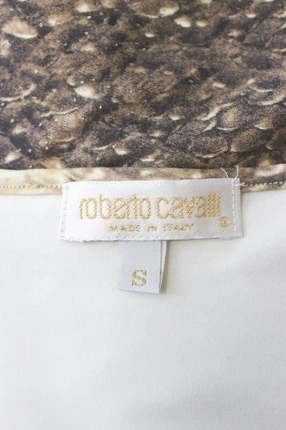 Vintage S/S 1999 Roberto Cavalli Fish Scale Animal Print Dress Shiny Effect / S