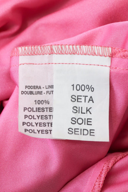 Vintage S/S 2001 Betsey Johnson Pink Silk Floral Print Tie Front Dress / XS