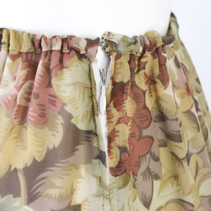 Vintage 1990s Calvin Klein Collection Floral Print Silk Skirt / XS-S