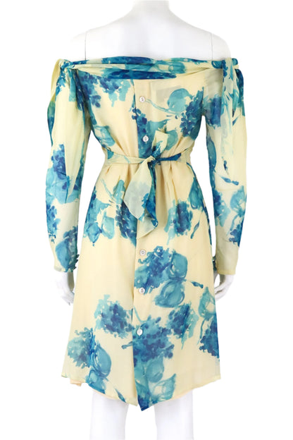 Vintage F/W 1997 Anna Molinari Silk Floral Print Runway Romantic Dress / IT 44 (M)