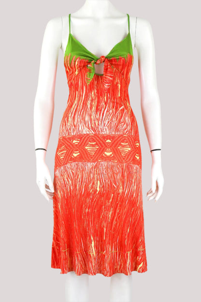 Vintage 2000s Roberto Cavalli Just Cavalli Cutout Tie Front Viscose Dress / IT 42 (S)