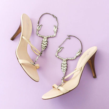 Vintage Vicini Giuseppe Zanotti Leather Sandals Scorpion Charm Heels Mules / 40 (US 10)