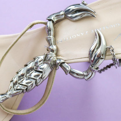Vintage Vicini Giuseppe Zanotti Leather Sandals Scorpion Charm Heels Mules / 40 (US 10)