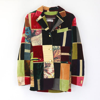 Vintage F/W 1992 Dolce&Gabbana Velvet Patchwork Runway Blazer / S-M