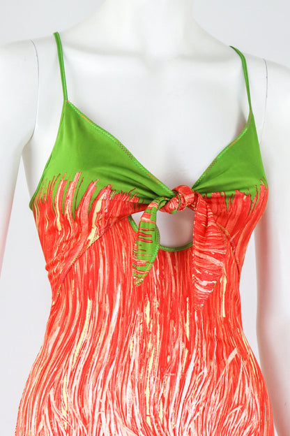 Vintage 2000s Roberto Cavalli Just Cavalli Cutout Tie Front Viscose Dress / IT 42 (S)