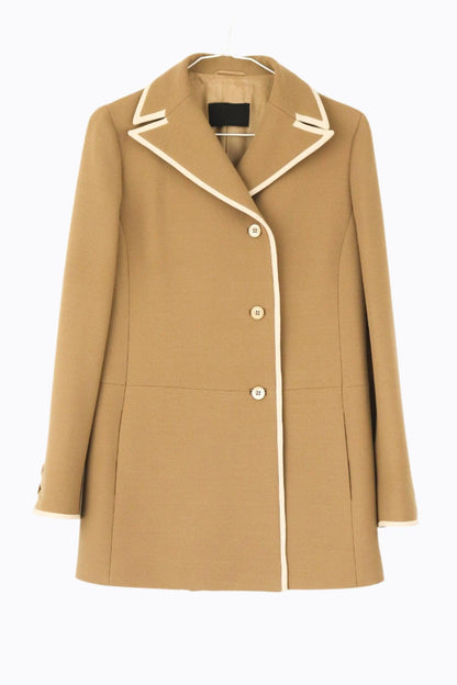 Vintage F/W 1996 Prada Wool Angora Blend Tan Beige Runway Coat / IT 46 (M-L)