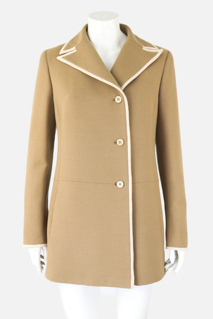 Vintage F/W 1996 Prada Wool Angora Blend Tan Beige Runway Coat / IT 46 (M-L)